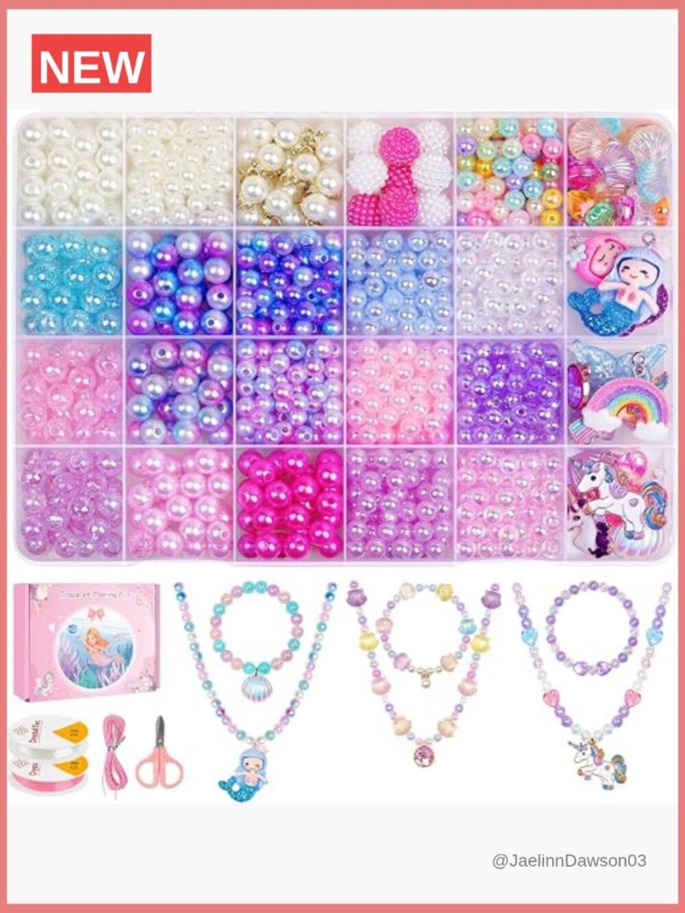 900Pcs Mermaid Bracelet Making Kit with Beads & Charms